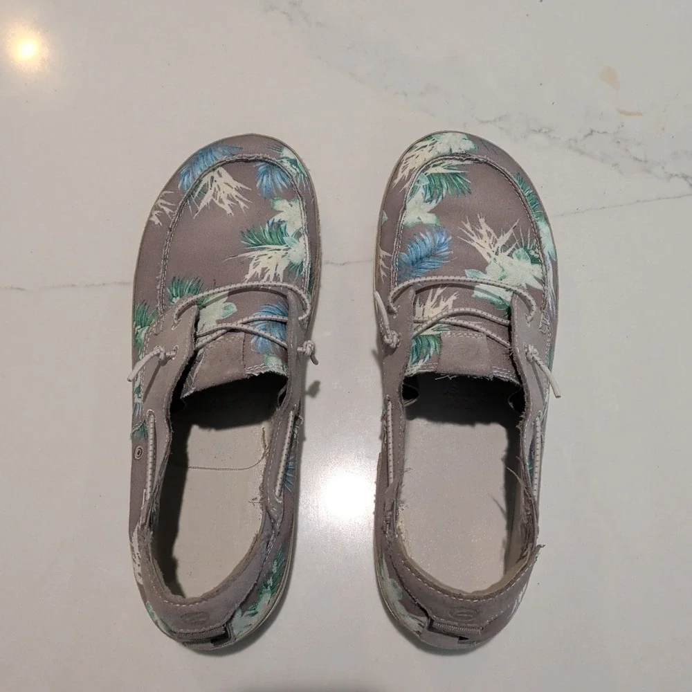 Clarks Higley Tie Sneakers Sand Floral Beige Boat Shoes Mens Sz 11 (No Insoles)